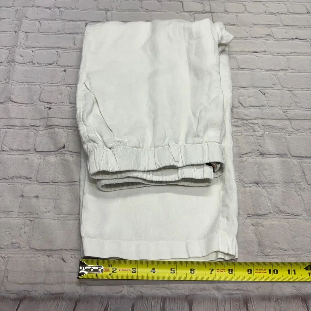 Quince Women 100% European Linen Pants Size Large White SP25 C134 -30
